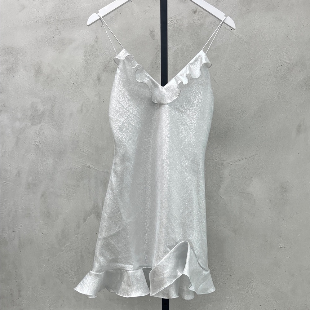 Little Joe Silver Ruffle Slip Dress